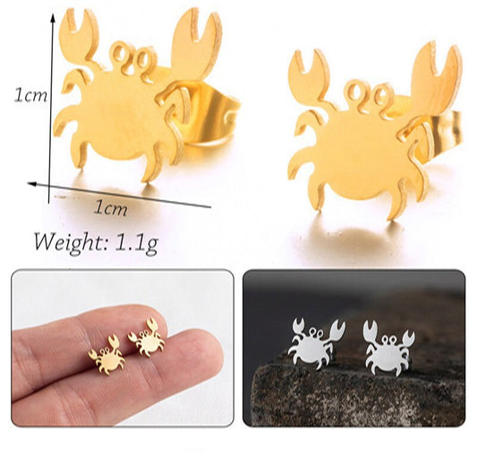 Crab Sea Animal Stud Earrings Girls Ear Ornaments Stainless Steel Jewlery Gifts