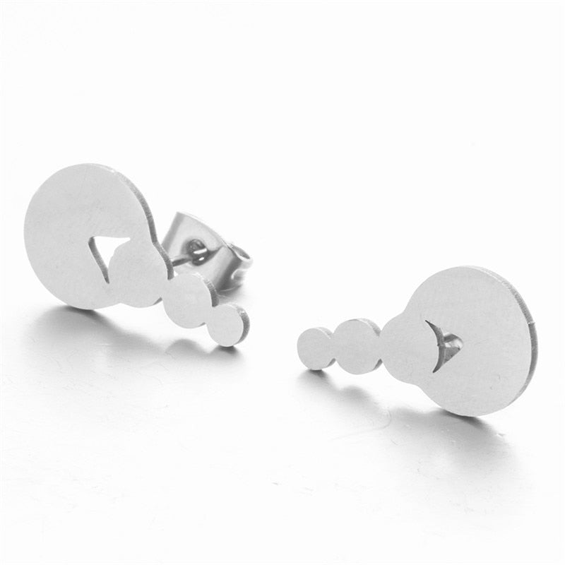 DIY Small Circle Stud Earrings Metal Women Girl Party Stainless Steel Jewelry
