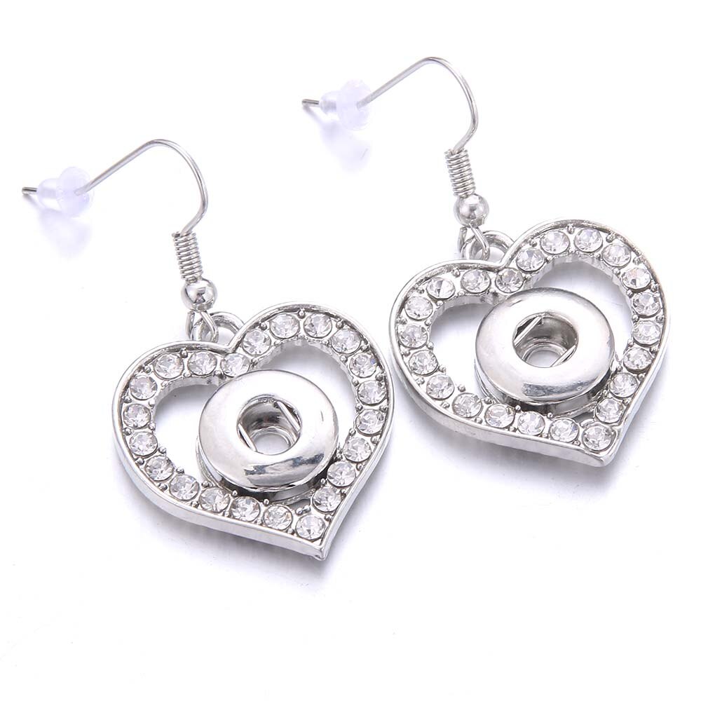 Heart Snap Button Dangle Earrings for Fashion Stylish Jewelry Drop Earrings
