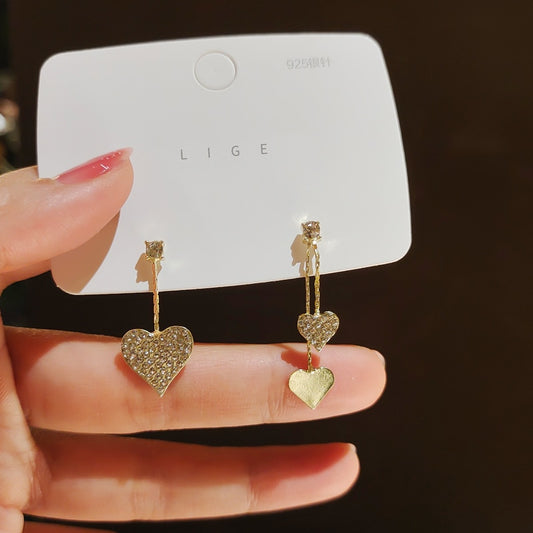 Mismatched Heart Drop Earrings Women Party Wedding Jewelry Dangle Gifts Earrings