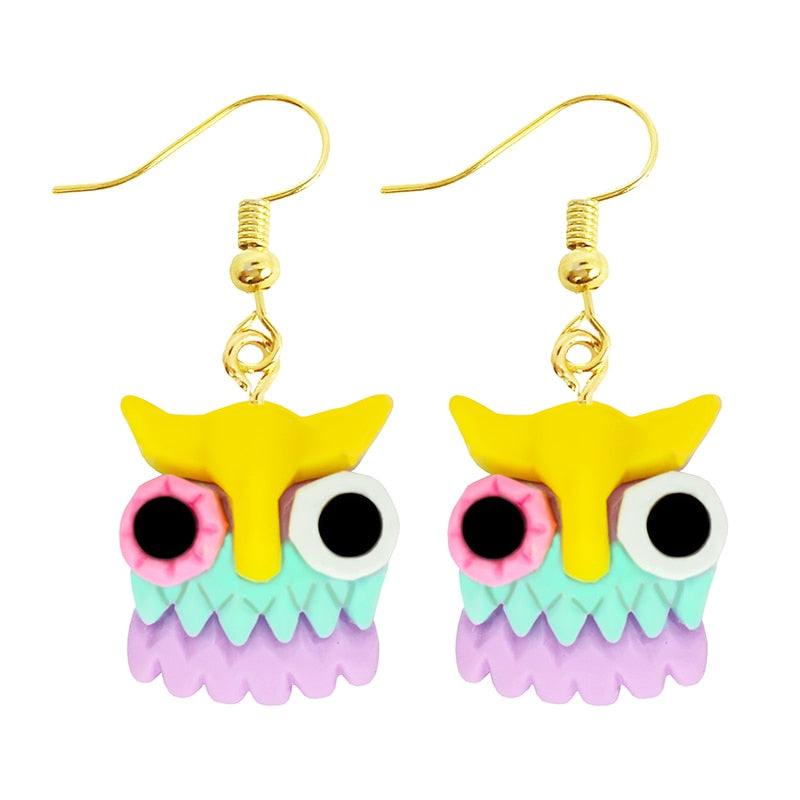 Creative Owl Drop Earrings Women Art Fashion Cartoon Earrings Creative Jewelry