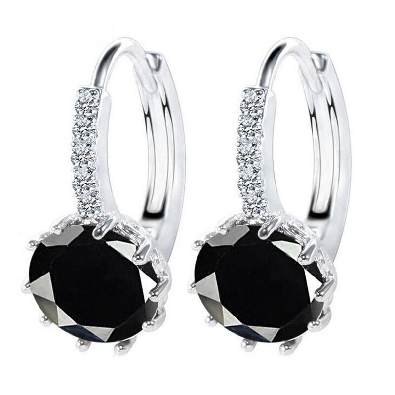 Black Rhinestone Ear Buckle Ear Studs Earrings Female Fashion Earrings Jewelry