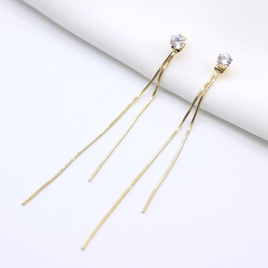 Crystal Long Tassel Drop Earrings Women Party Wedding Jewelry Dangle Gifts
