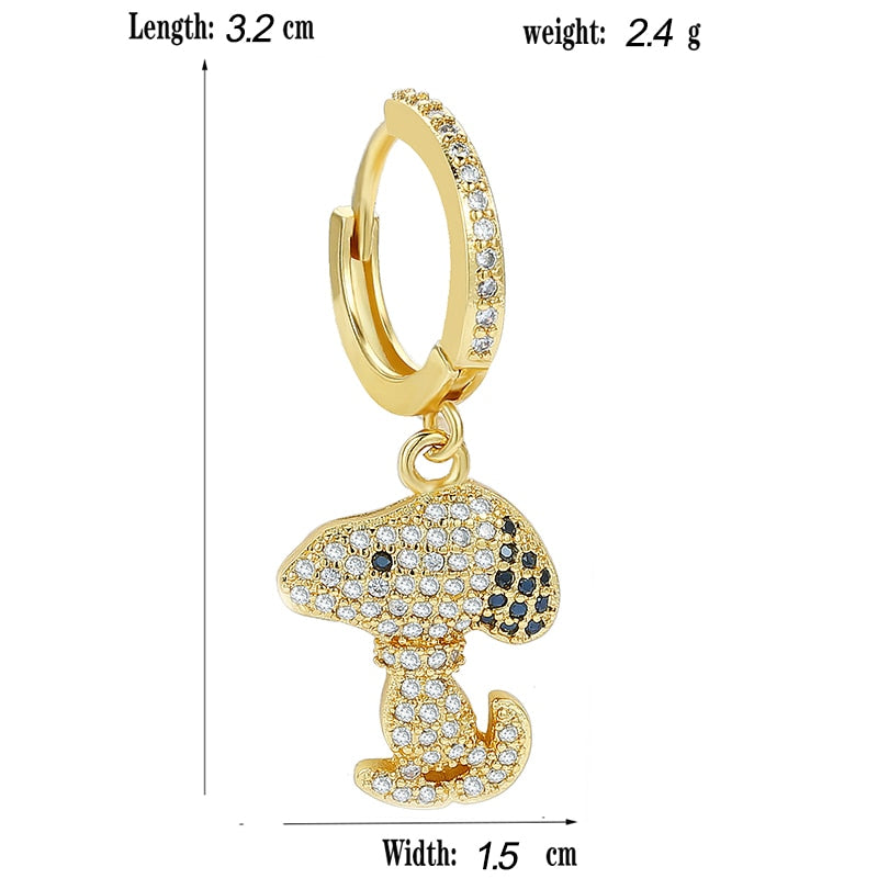 1pc Colorful Rhinestone Puppy Cartilage Earring Ear Piercing For Women Girl
