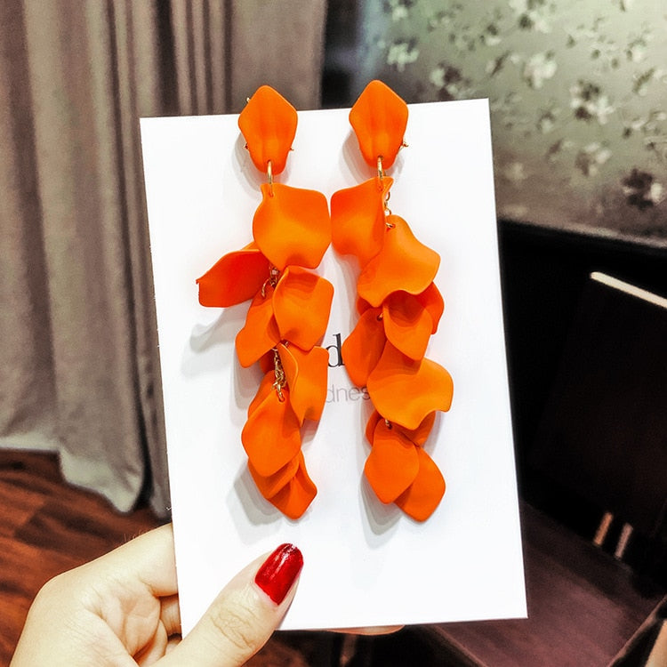 Orange Petals Tassel Dangle Earrings Women Travel Fashion Cartoon Earrings