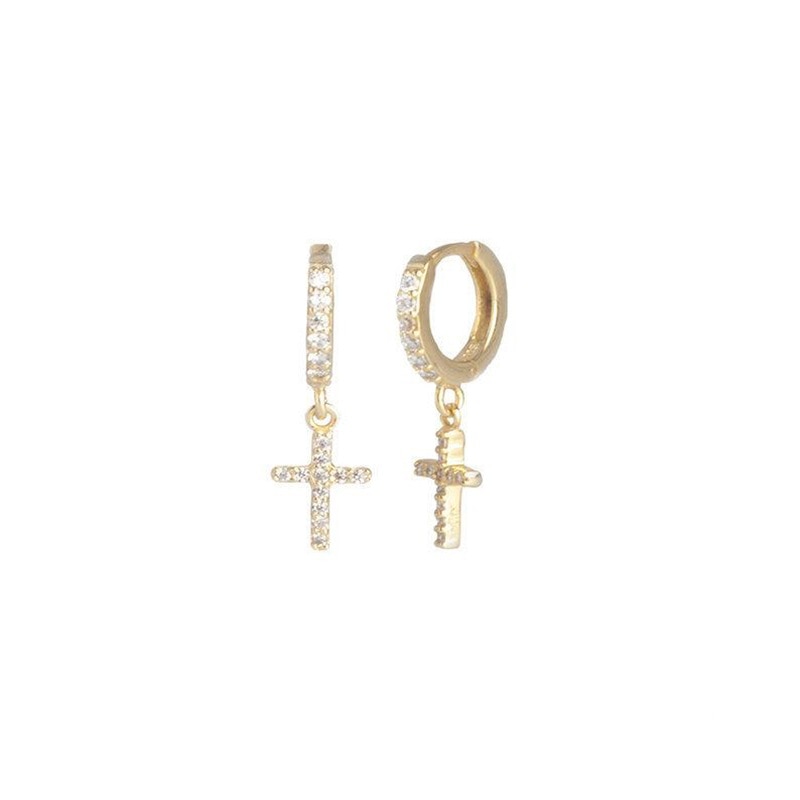 Rhinestone Cross Piercing Cartilage Earrings Women Girl Fashion Trendy Jewelry