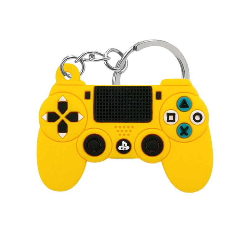 Mustard Yellow Gamepad PVC Keyring Cute Cartoon Style Keychains Bag Car Pendant