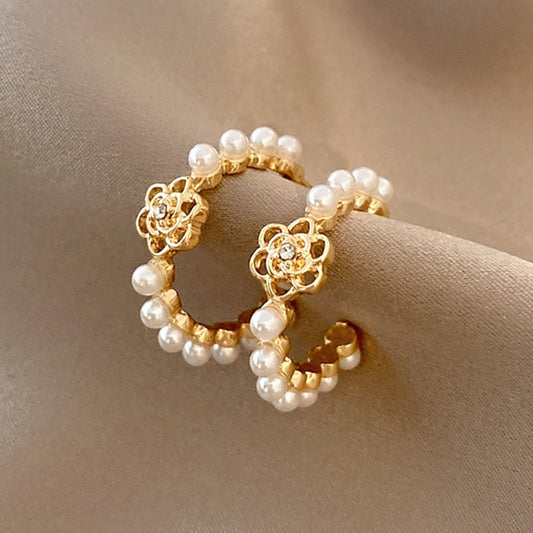 Flower Hoop Earring Studs Ear Ornaments Gift Earrings Jewelry Accessories