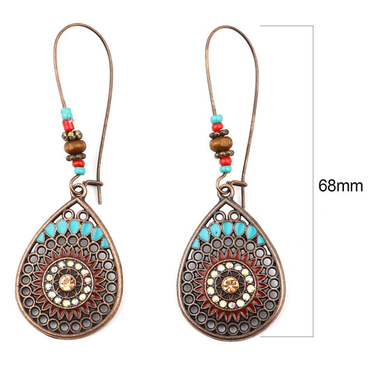 Textured hollow Drop-shaped Lady Cute Dangle Earrings for Women Jewelry Girls