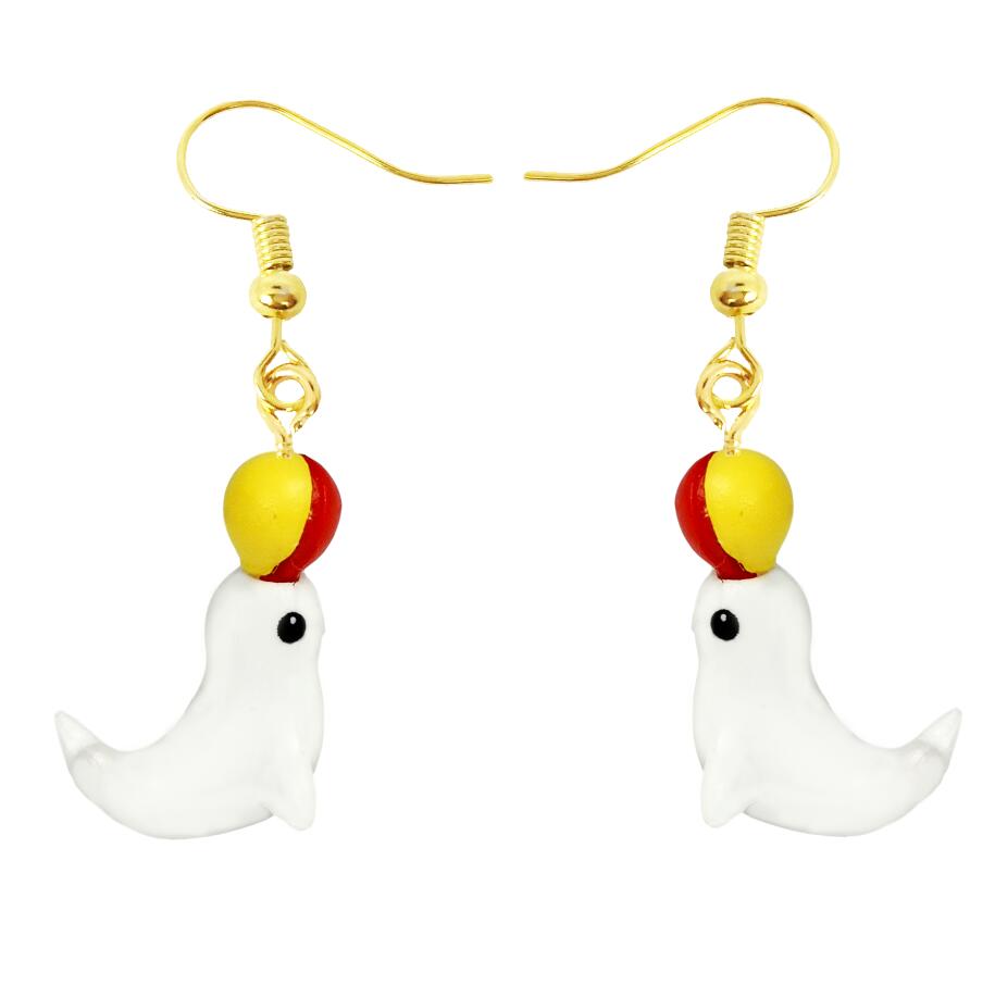 Sea Lion Drop Earrings Cartoon Art Women Party Jewelry Ear Fashion Pendant