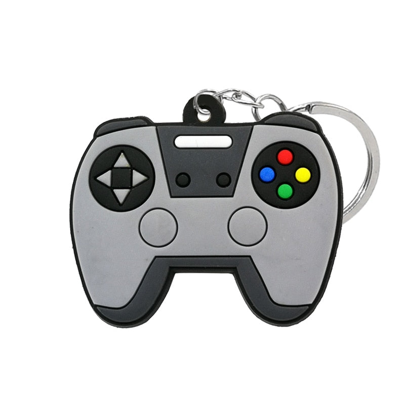 Dark Grey Gamepad PVC Keyring Cute Cartoon Style Keychains Bag Car Pendant