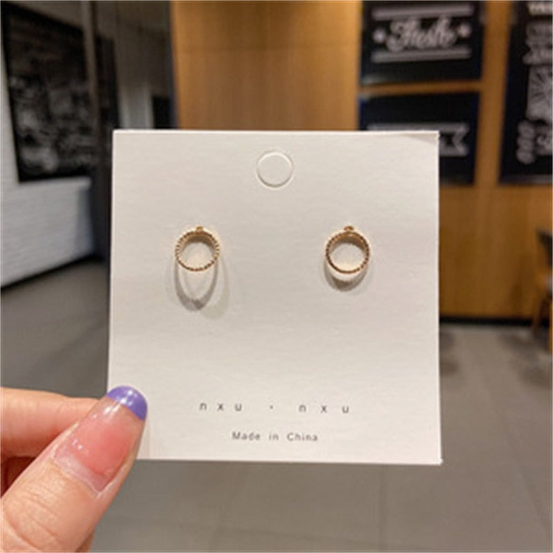 Mini Small Circle Stud Earrings For Women Girl Fashion Modern Jewelry Gift