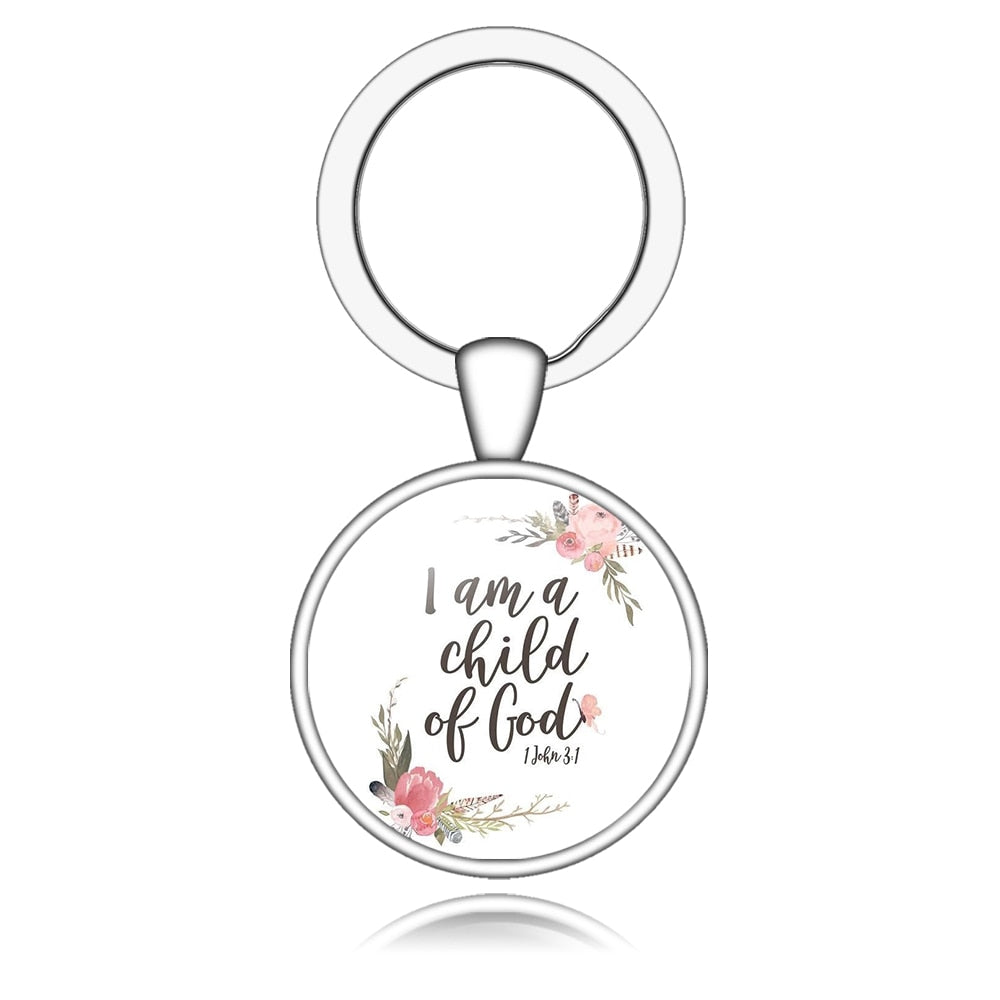 I Am A Child Of God Bible Verse Quote Keychain Gift Cute Keyring Positive Quote