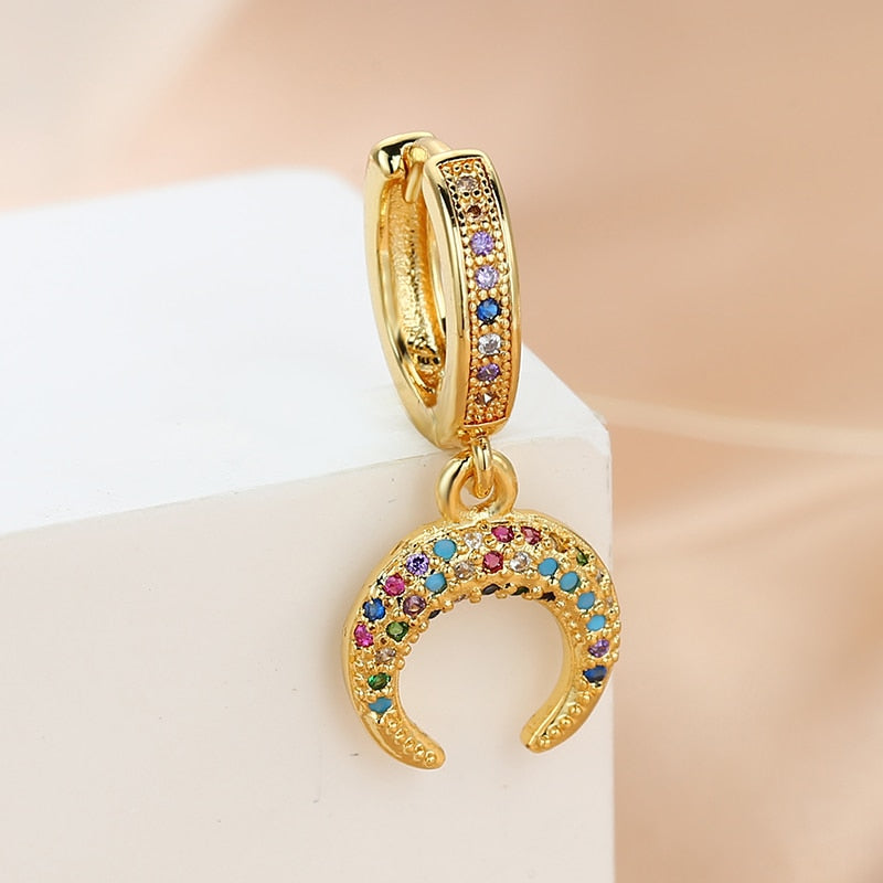1pc Colorful Rhinestone Open Ring Cartilage Earring Ear Piercing For Women Girl