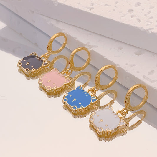 Pink Kitty Drop Earrings Women Creativity Jewelry Cute Earring Girls Gift