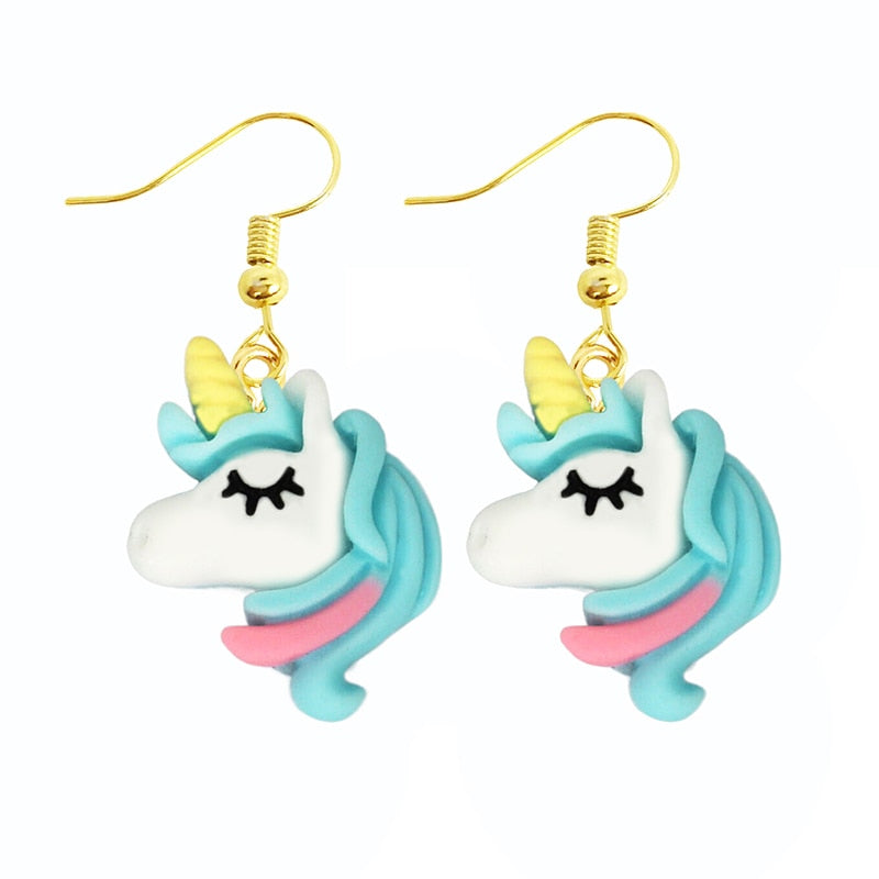 Blue Unicorn Dangle Earrings Women Gifts Earring Cute Girls Eardrop Jewelry