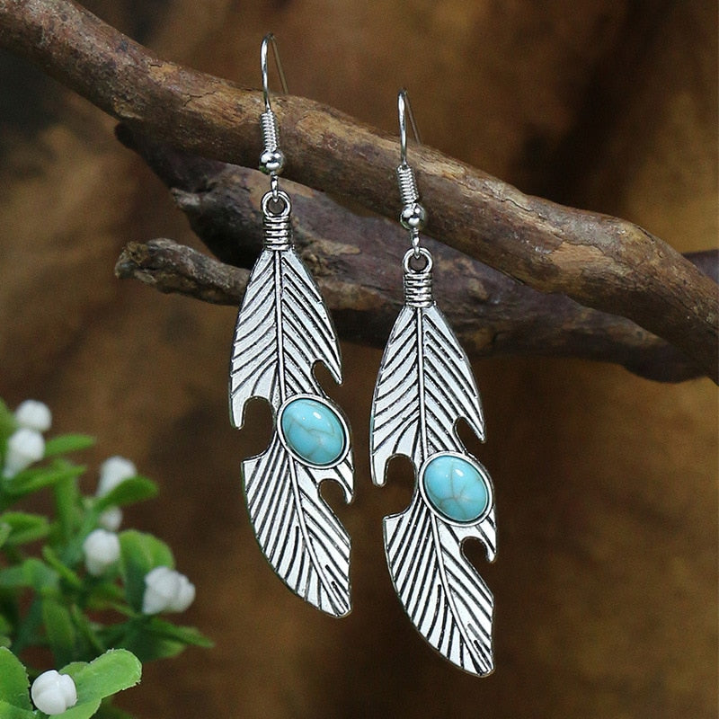 Feather Design Bohemian Dangle Earrings Fashion Party Girls Pendant Earrings