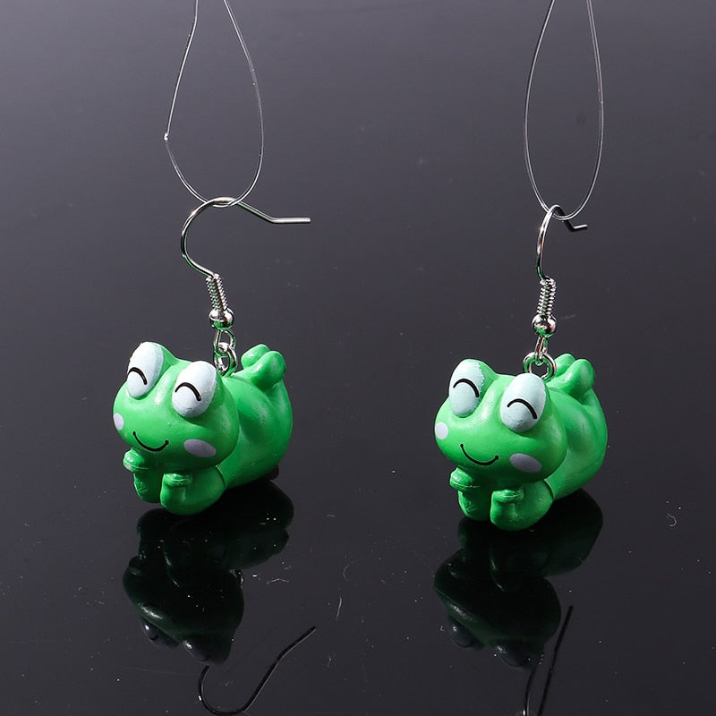 Cartoon Frog Dangle Earrings Women Charms Earring Fashion Creative Jewelry