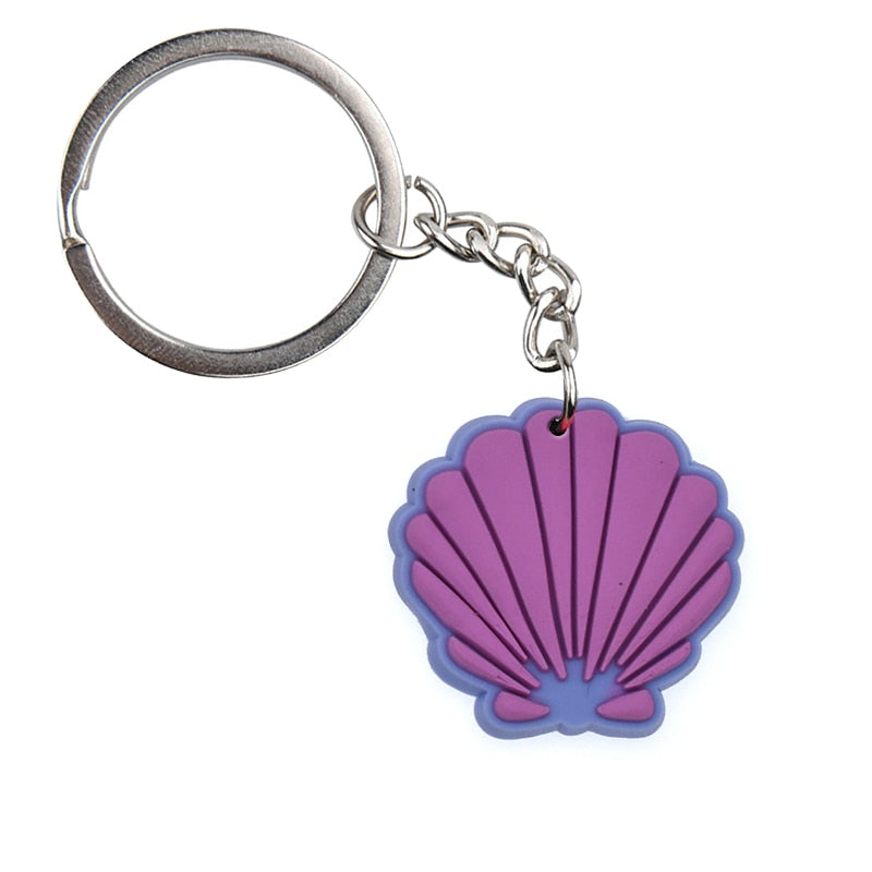 Purple Shell Creative Cartoon PVC Keychain For Keyring Bag Car Key Chain Ring