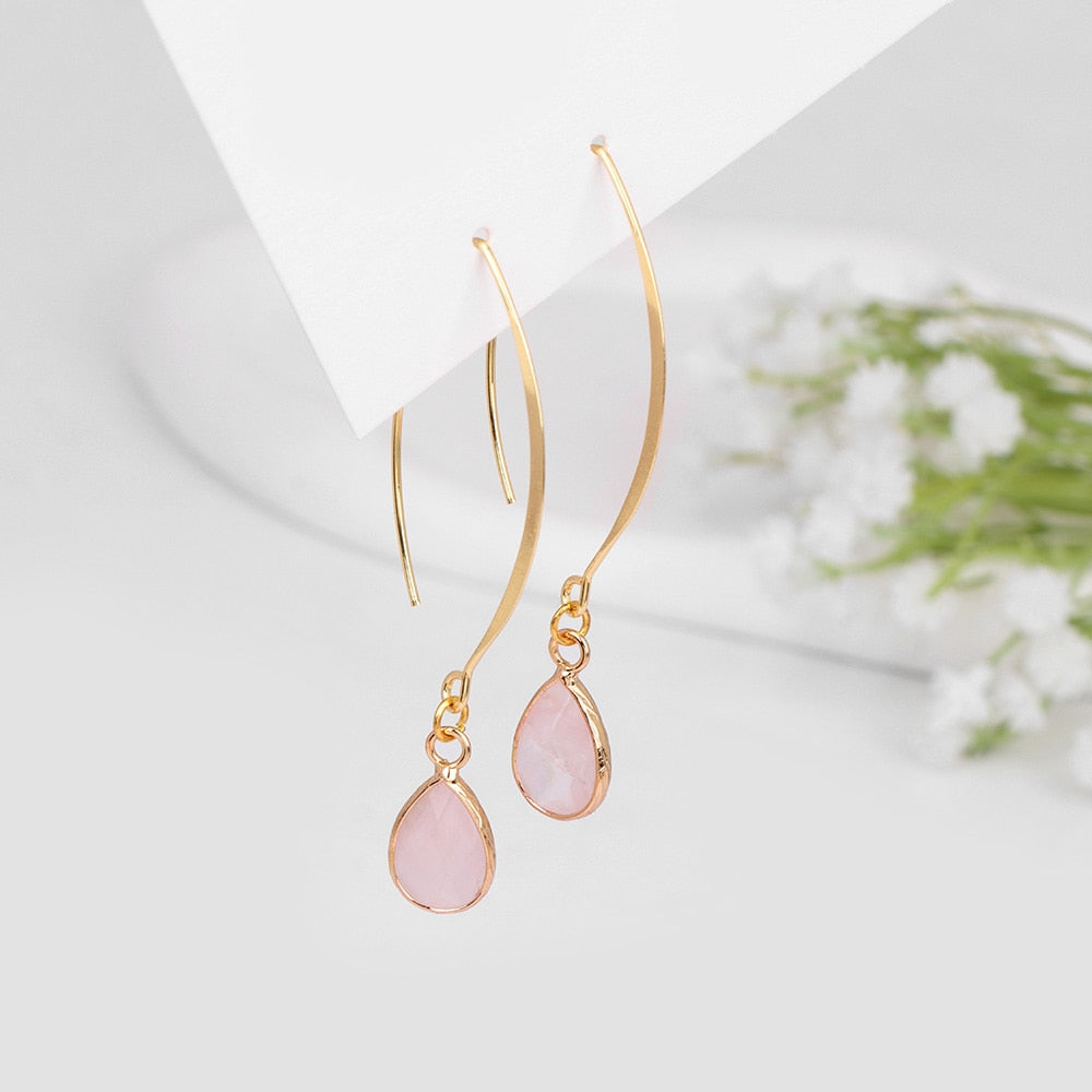 Pink Drop Charm Lady Cute Dangle Earrings for Women Jewelry Girls Earrings