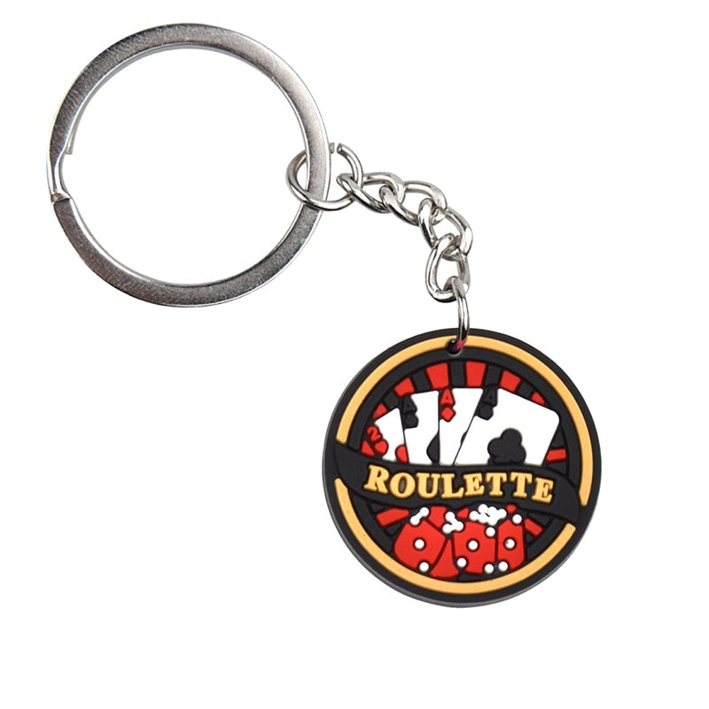11 Styles Las Vegas Poker Casino Soft PVC Key Ring Keychain Pendant Retro Lucky