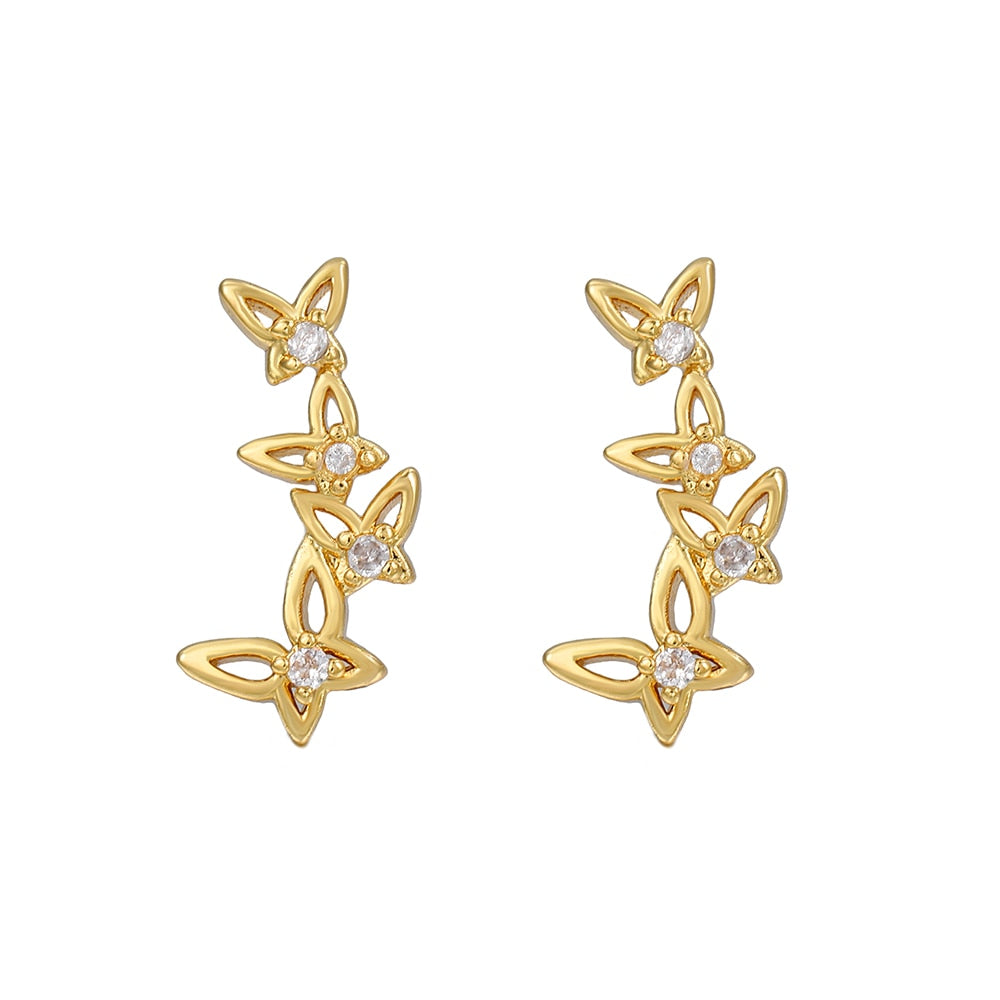 Four Butterfly Animal Stud Earrings Women Cubic Zirconia Earings Gift Jewelry