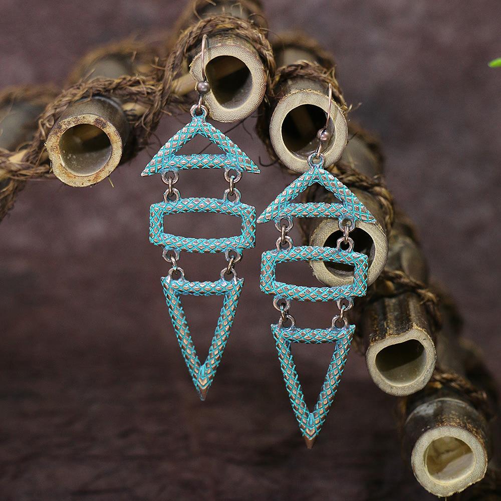15 Styles Blue Vintage Geometric Boho Fringed Big Ethnic Dangle Earrings Women