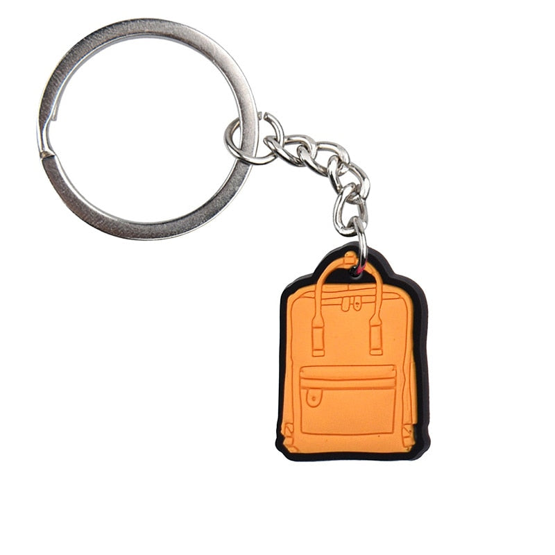 Orange Backpack PVC Keychain Keychain for Women Charm Key Chain Women Girls Key