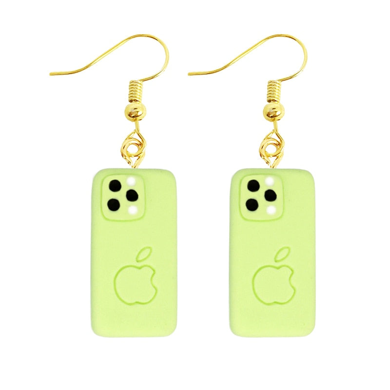 Creative Funny Design Phone Case Drop Earrings Women Creativity Jewelry Cute