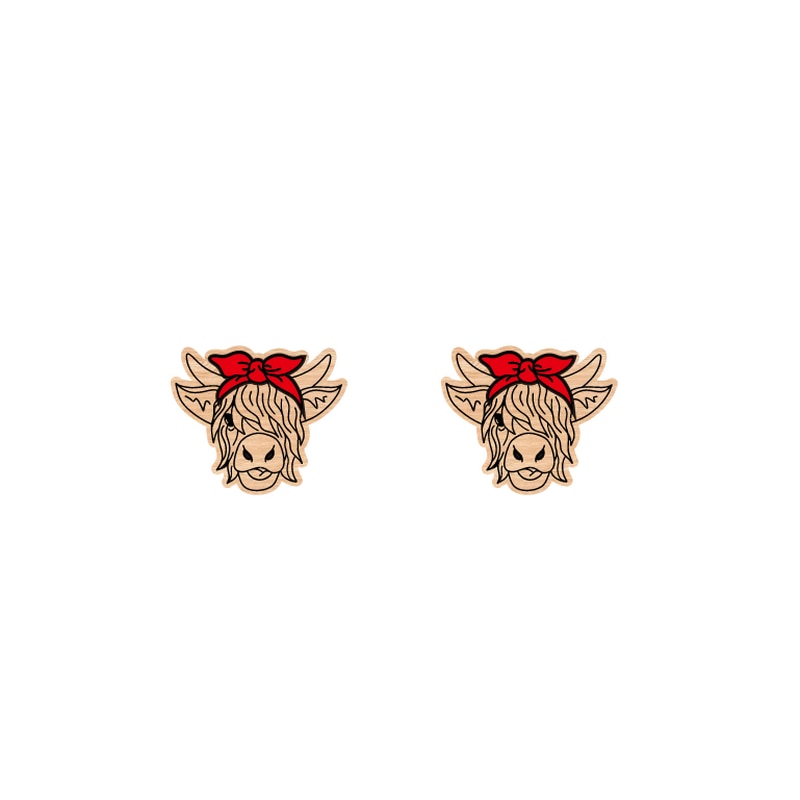 Red Bow Bull Stud Earrings For Women Girl Fashion Modern Jewelry Gift