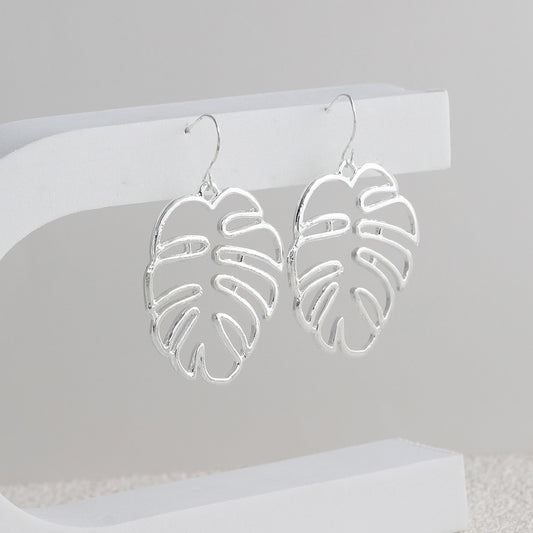 Hollow Tropical Leaf Dangle Earrings for Fashion Stylish Jewelry Drop Earrings