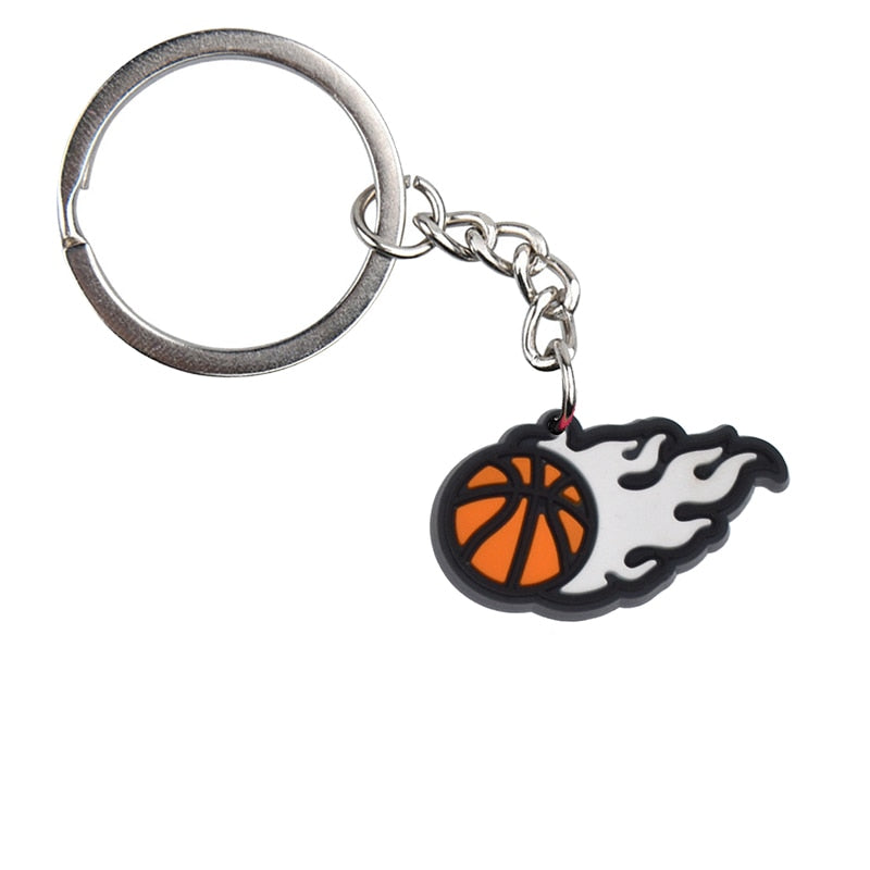 Basketball Ball Fire Keychain Car Keyring Cartoon Creative Pendant Souvenir Gift