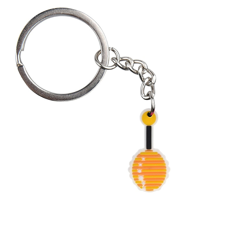 11 Styles Sweet Honey Bee PVC Keychain Metal Key Ring Backbag Hanging Fashion