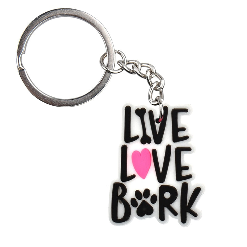 Live Love Bark PVC Cute Animal Cartoon Keychain Lovely Mini Dog Design Key