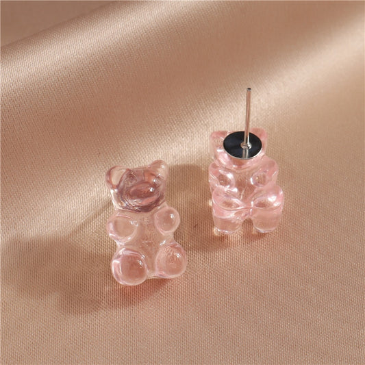 Clear Pink Stud Earrings Women Creativity Jewelry Cute Earring Girls Gift