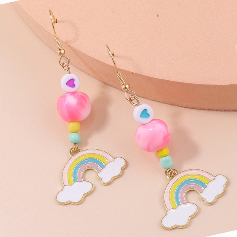 Pastel Rainbow Clouds Drop Earrings Women Creativity Jewelry Cute Earring Girls