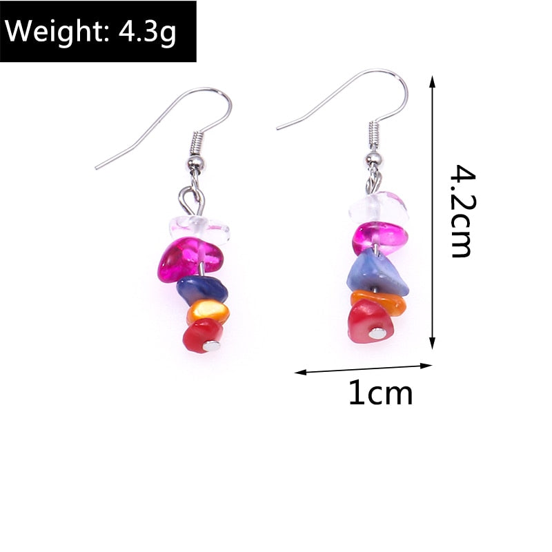 Multicolor Stone Beads Drop Dangle Earrings Trendy Women Fashion Earrings