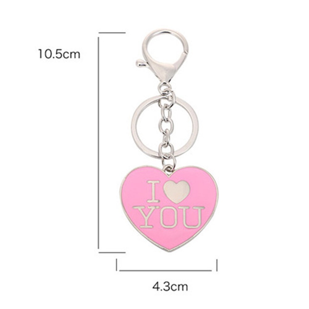4 Colors Metal Keychain I Love You Key Ring for Lovers Heart-shaped Pendant Car