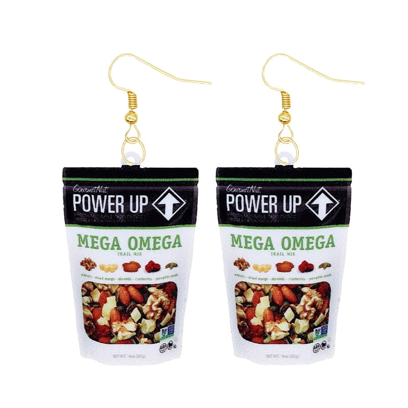 Power Up Mix Bag Funny Design Drop Earrings Women Charms Earring Fashion