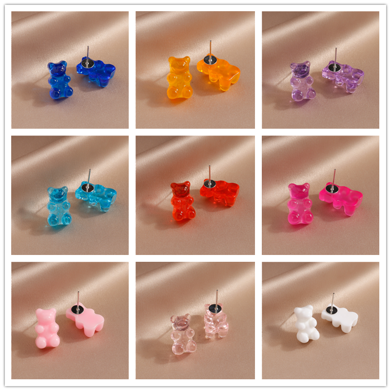 Clear Pink Stud Earrings Women Creativity Jewelry Cute Earring Girls Gift