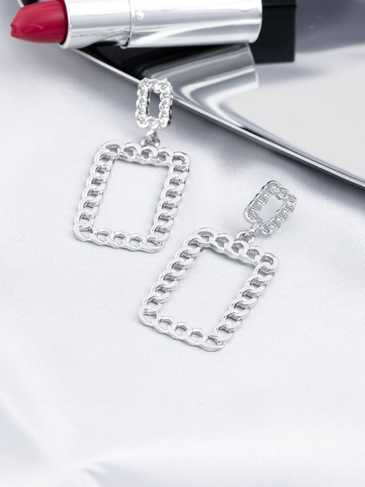 Rectangular Chain Patter Dangle Earrings Women Girl Fashion Trendy Jewelry