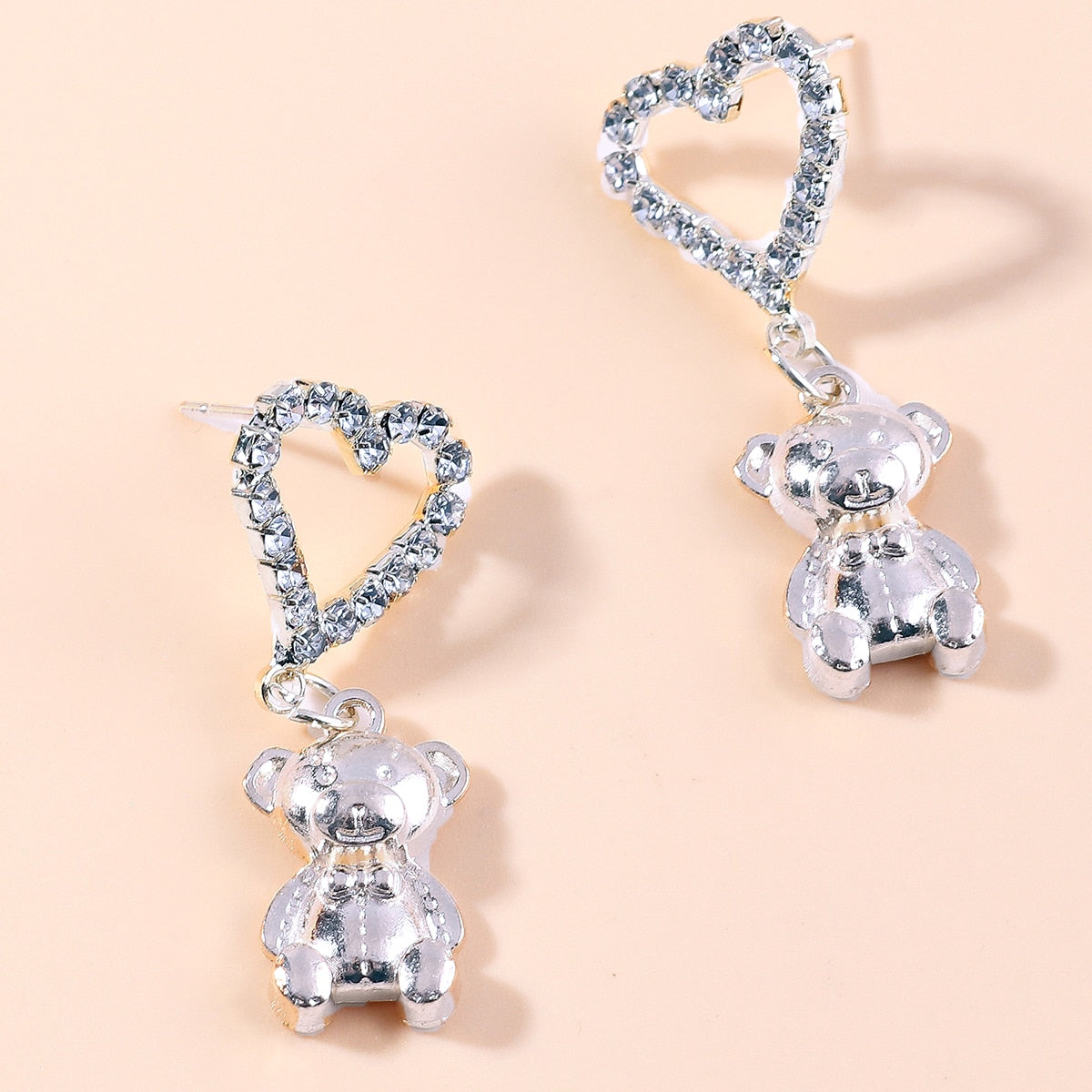 Metallic Bear Drop Earrings Women Creativity Jewelry Cute Earring Girls Gift