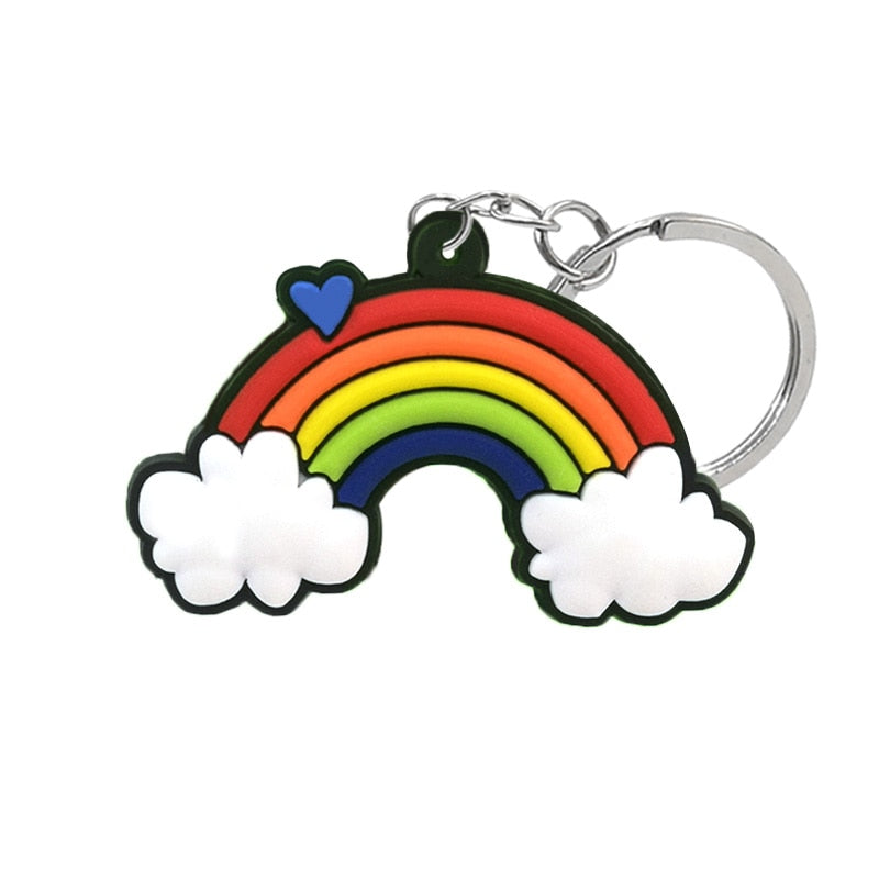 11 Styles PVC Keychain Colorful Rainbow Style New Keyring Fashion for Man Party