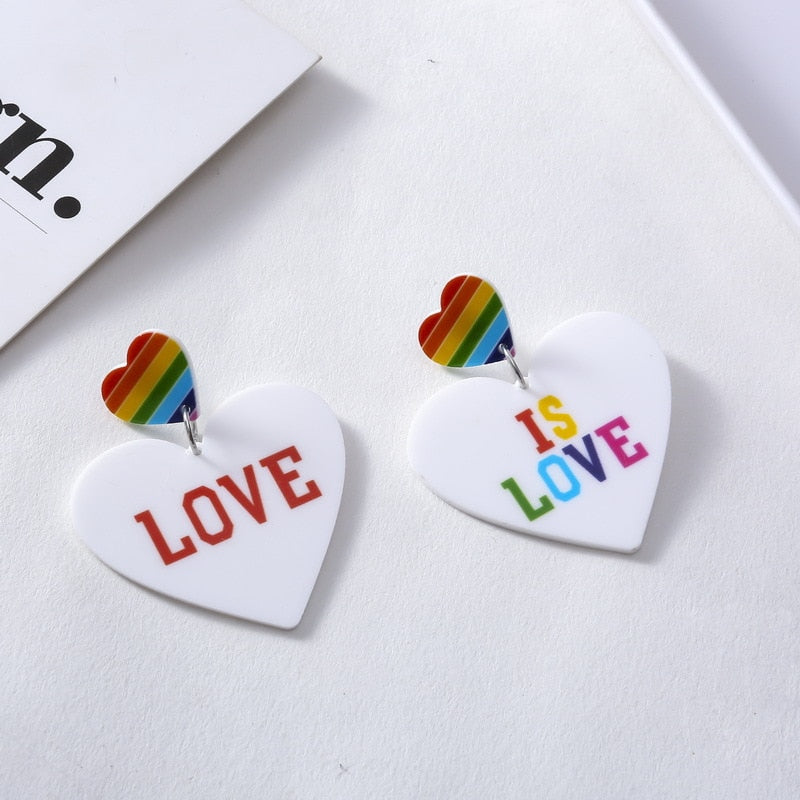 Love Is Love Acrylic Drop Earrings Women Travel Fashion Cartoon Earrings