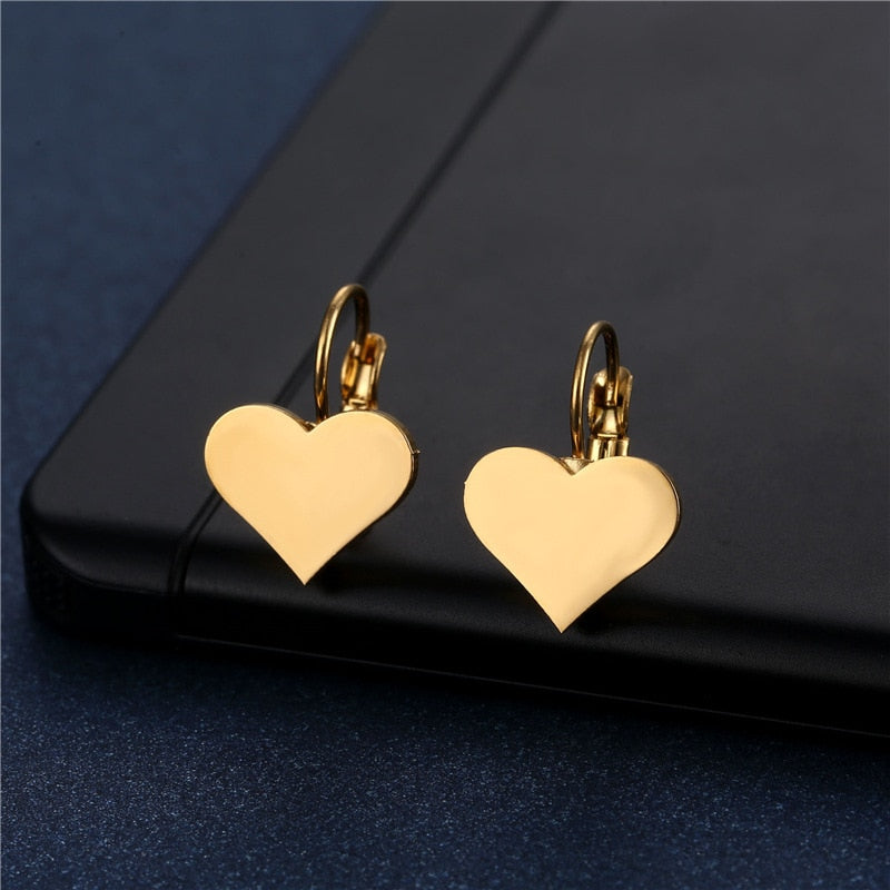 Plain Heart Mini Small Stud Earrings Stainless Steel Women Party Gifts Charms