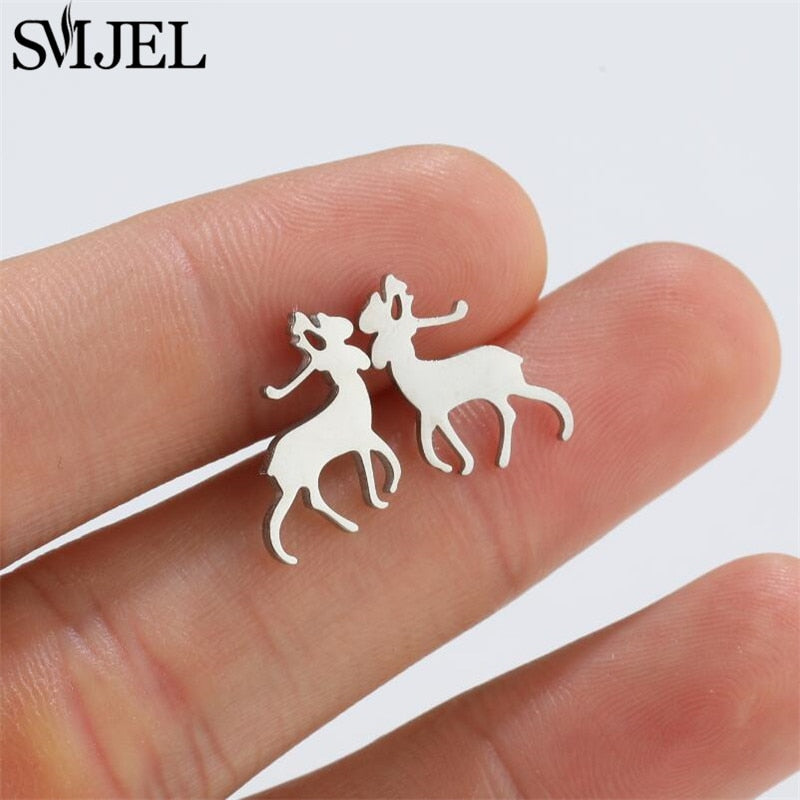 Deer Design Stainless Steel Earrings Women Jewelry Small Studs Gifts Earring