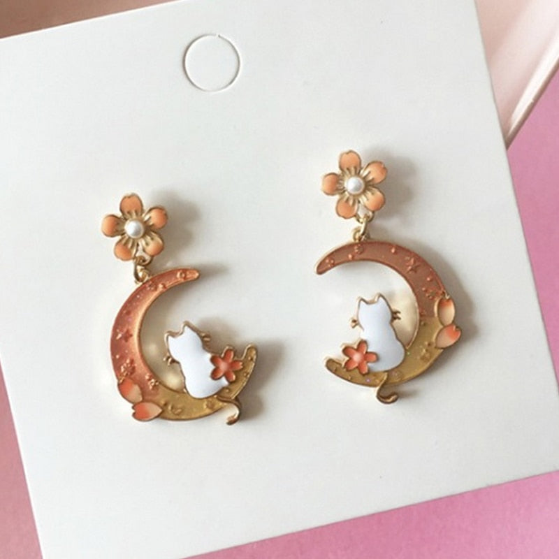 Bloom Moon Drop Earrings Women Party Wedding Jewelry Creative Gifts Earrings