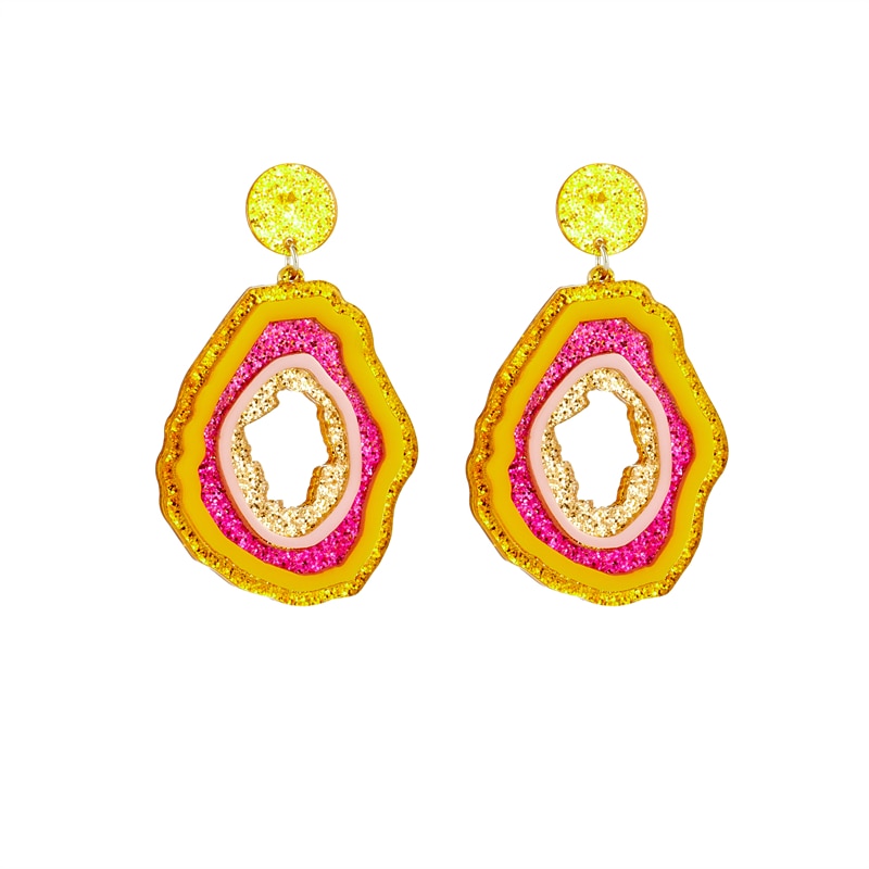 Glitter Stone Slice Drop Earrings Women Travel Fashion Cartoon Earrings Creative