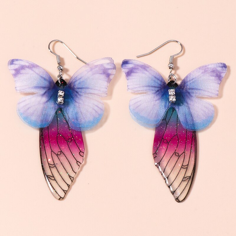 Blue Purple Delicate Butterfly Drop Earrings Women Creativity Jewelry Cute