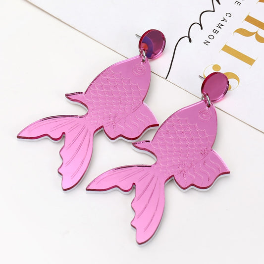 Pink Acrylic Fish Drop Earrings Women Travel Fashion Cartoon Earrings Creative